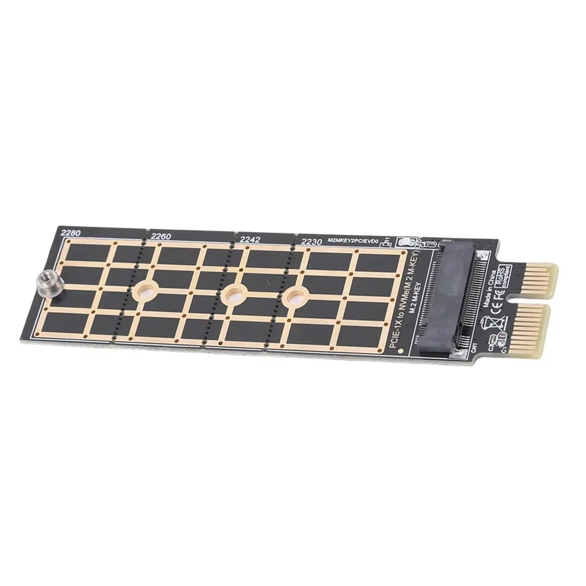 PCIE to M.2 Adapter NVMe SSD M.2 PCIE 3.0 X1 Raiser Card PCI-E M Key Connector Supports 2230 2242 2260 2280 M.2 SSD