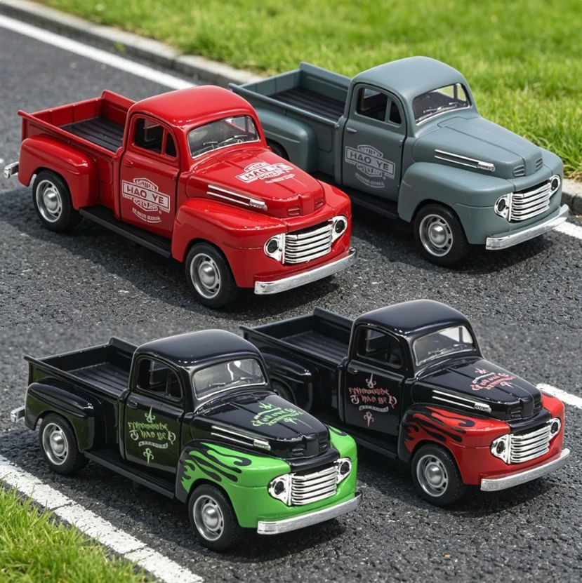 1:32 No. 2 Pickup Retro Classic Car Alloy Simulation Model, Sound and Light, Cross-border Hot Sale