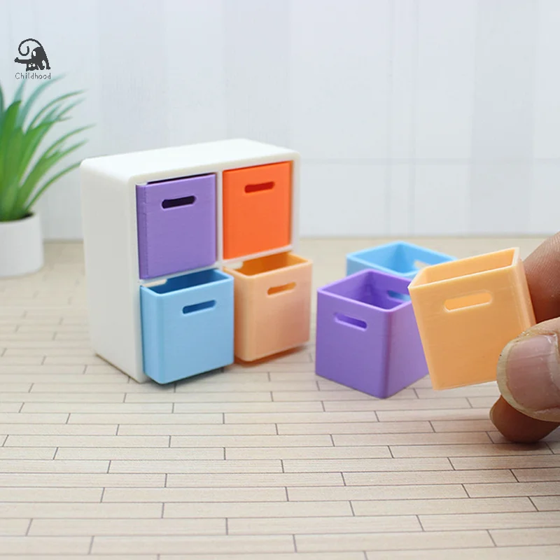 1pc mini casa de boneca em miniatura comida e brinquedos diy rack armazenamento combinação caixa armazenamento