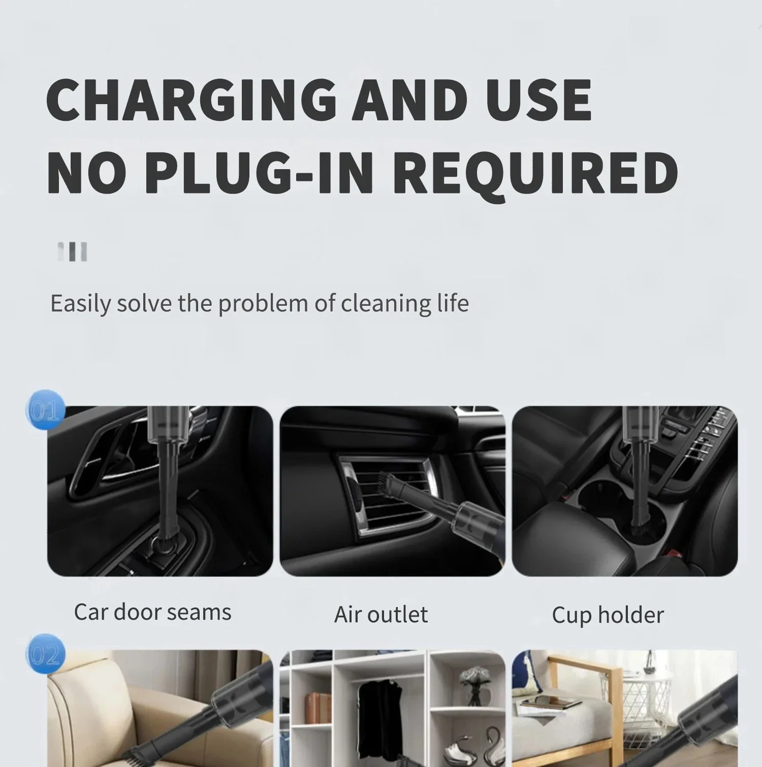 CENRR 980000PA Mini Car Vacuum Cleaner Strong Scution Powerful Wireless Car Cleaner HandHeld Air Gun Portable Vacuum Cleaner