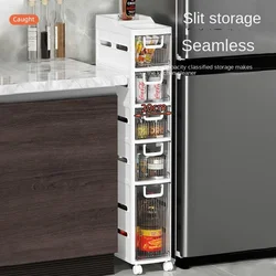 Kitchen Large Capacity Ultra-narrow Storage Cabinet With Drawer Multi-layer Trolley Floor Standing Side Shelves Home Furniture