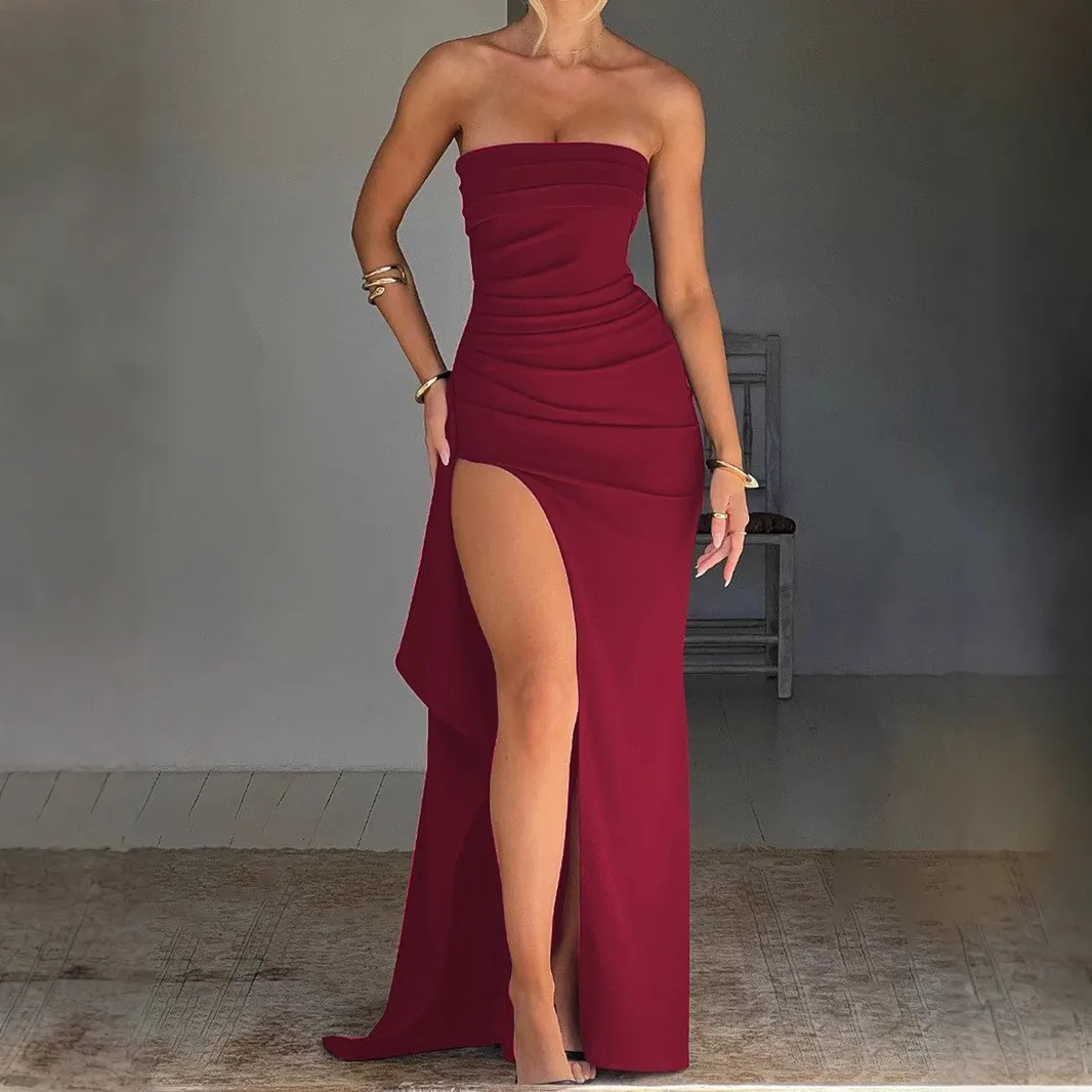 Elegant Party Dress For Woman Long Dresses On Clearance Sale With Free Shipping Evening Prom Maxi Dress High Slit Floor Length