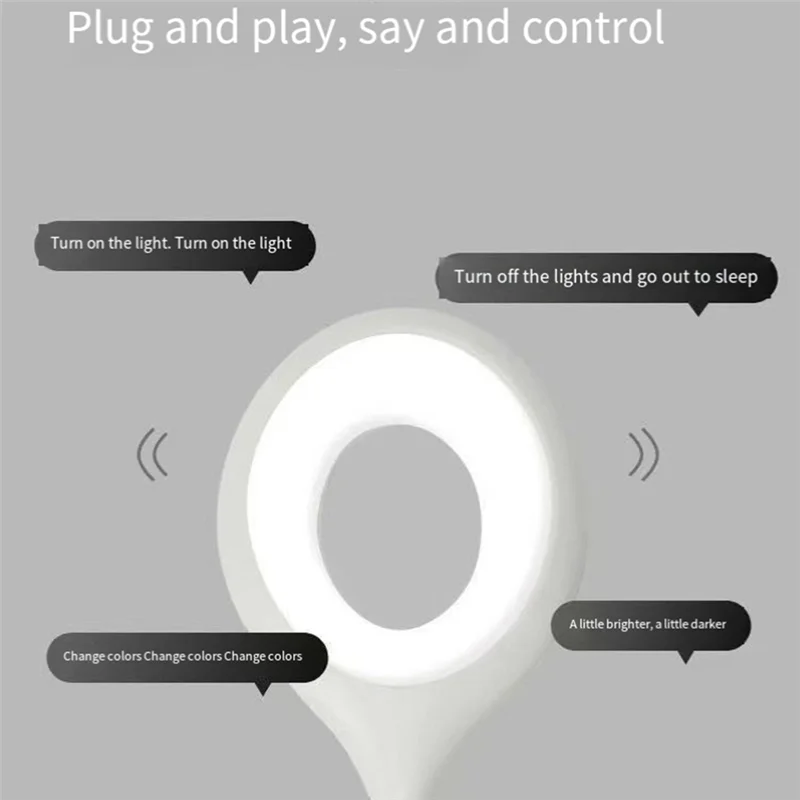 

ABRS-USB Reading Light Voice Control Lamp Voice Activated Lamp Voice Small Table Lamp For Home Learning And Office White