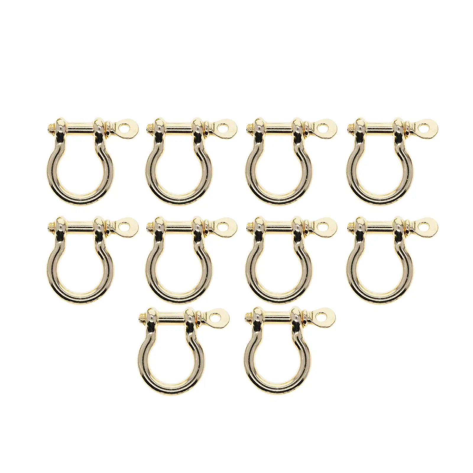 Boucles en fer à cheval en métal, chaîne de clé, cerceau en métal, anneaux en D de verrouillage, manille d'arc pour sacs à dos, sangles de sac à main, PmotCraft, 10 pièces