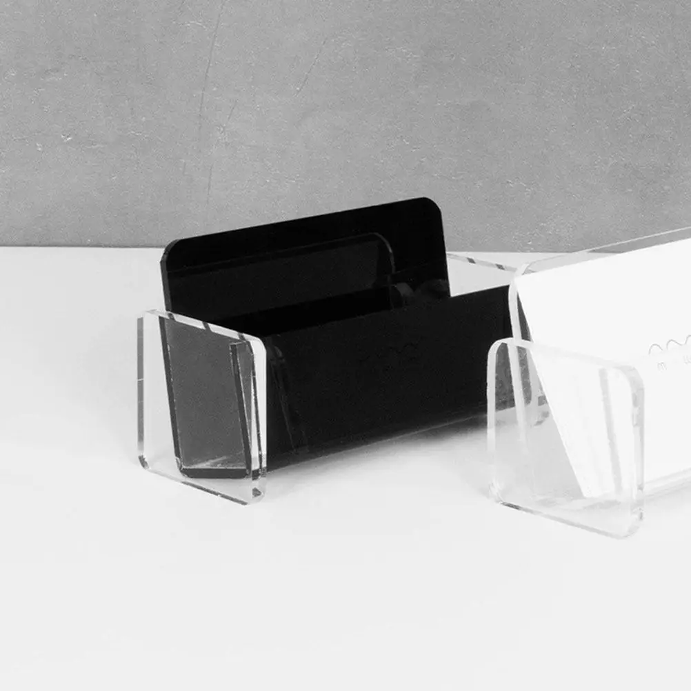 2Pcs Business Cards Holder Box Acrylic Tilt Design Large Capacity Desk Storage Organizer for Office Business Meeting