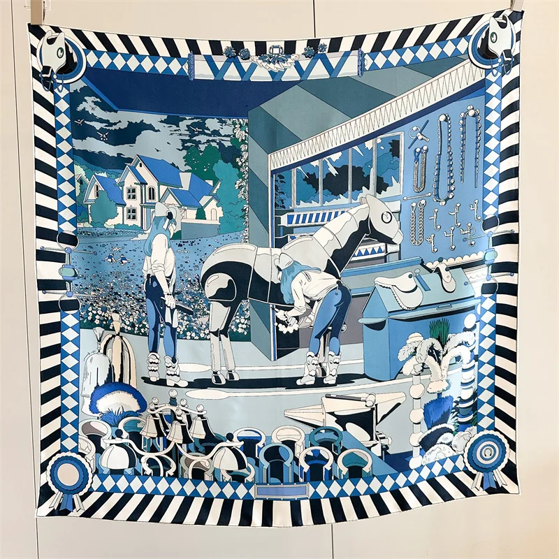 

Шелковый шарф 90 см, женские квадратные банданы, шарфы с закрученными краями, роскошные дизайнерские платки, сумка для волос 90 см, аксессуары, украшение