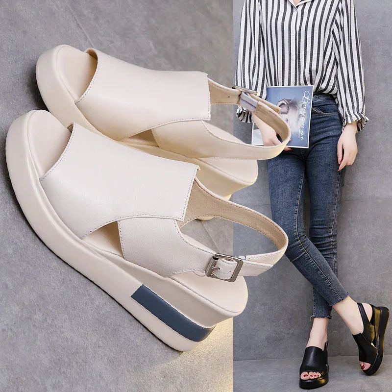 2024 Summer Wedge Platform Sandals Fashion Retro Romen Beach Shoes Ladies Casual Peep Toe Soft Comfortable Sandalias De Mujer