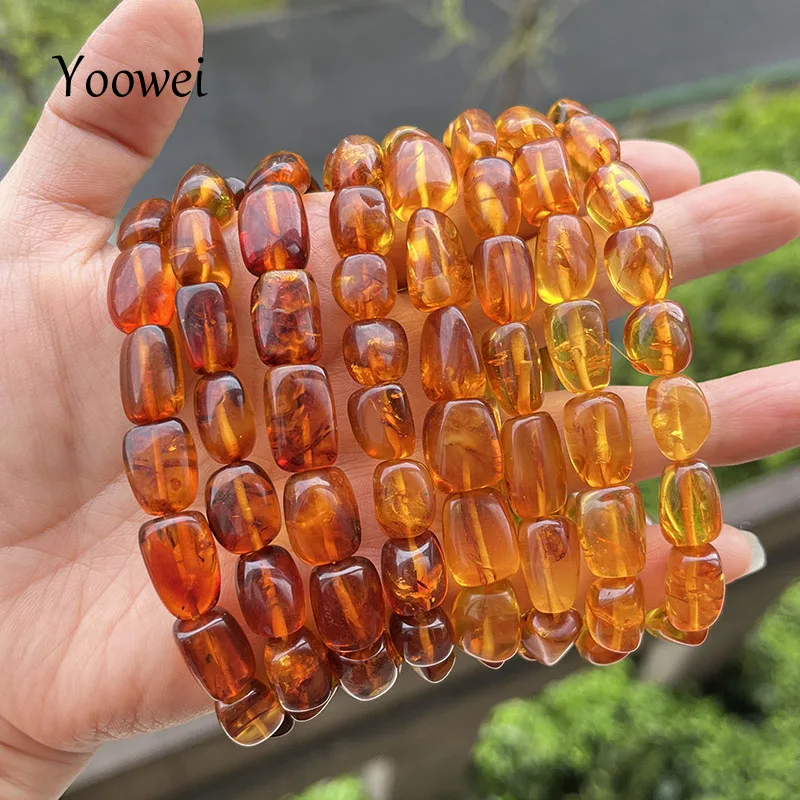 Natural Amber Bracelet for Women 100% Genuine Irregular Original Cognac Beads 2024 New Trendy Baltic Ambre Jewelry Gift Supplier