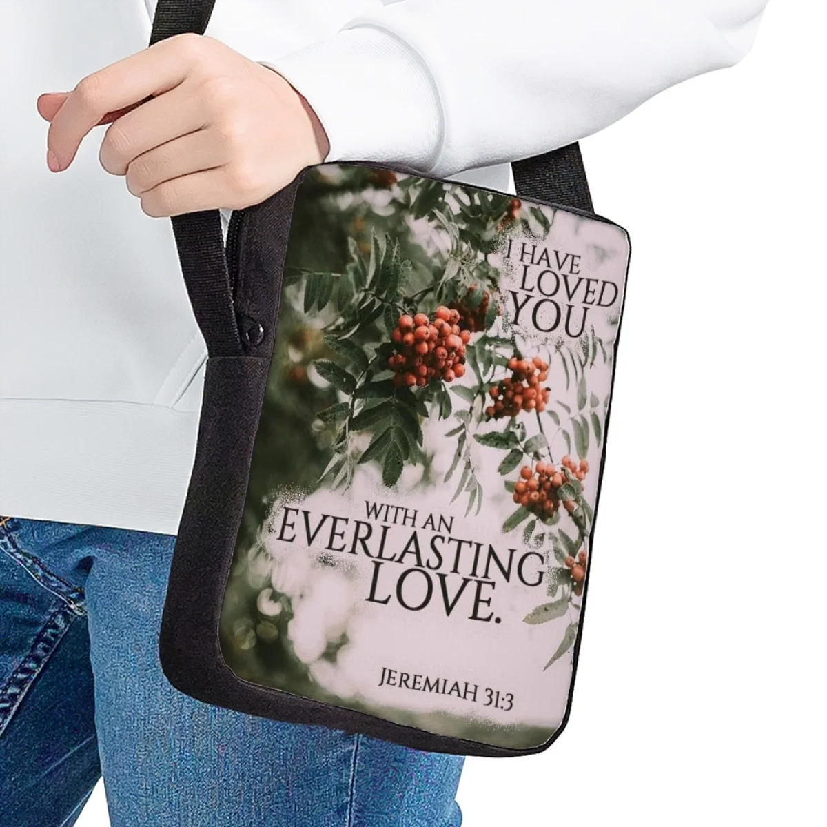 Bolsos cruzados casuales para mujer, bolso de hombro clásico con estampado de versículo de la Biblia cristiana, bolso de mensajero de compras ajustable