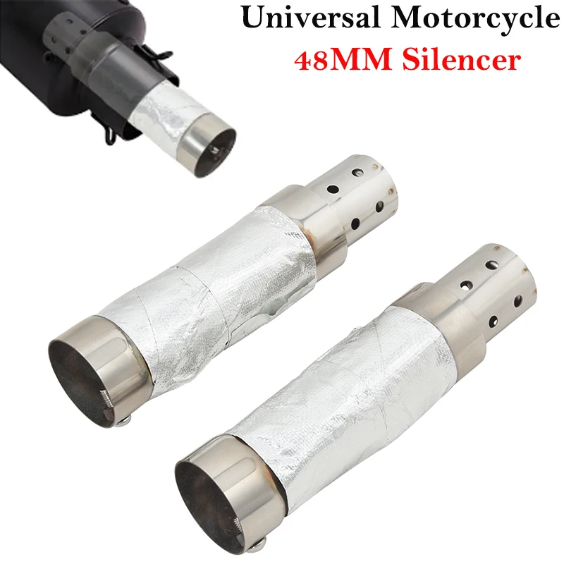 Universal 48MM Motorcycle Exhaust Escape Silencer DB Killer Reduce Noise High Torque At Low Speed Gas Purification Treatment