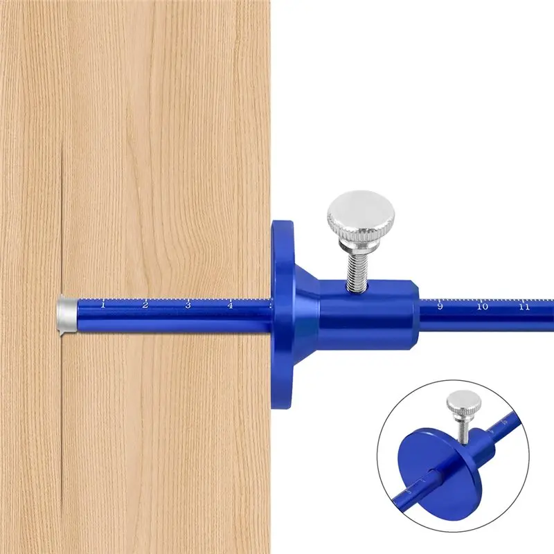 A98E-Woodworking Marking Scriber Ruler With Graduated Dual Scale, Alumina Parallel Line Drawing Tool, Wheel Marking Gauge Alumin