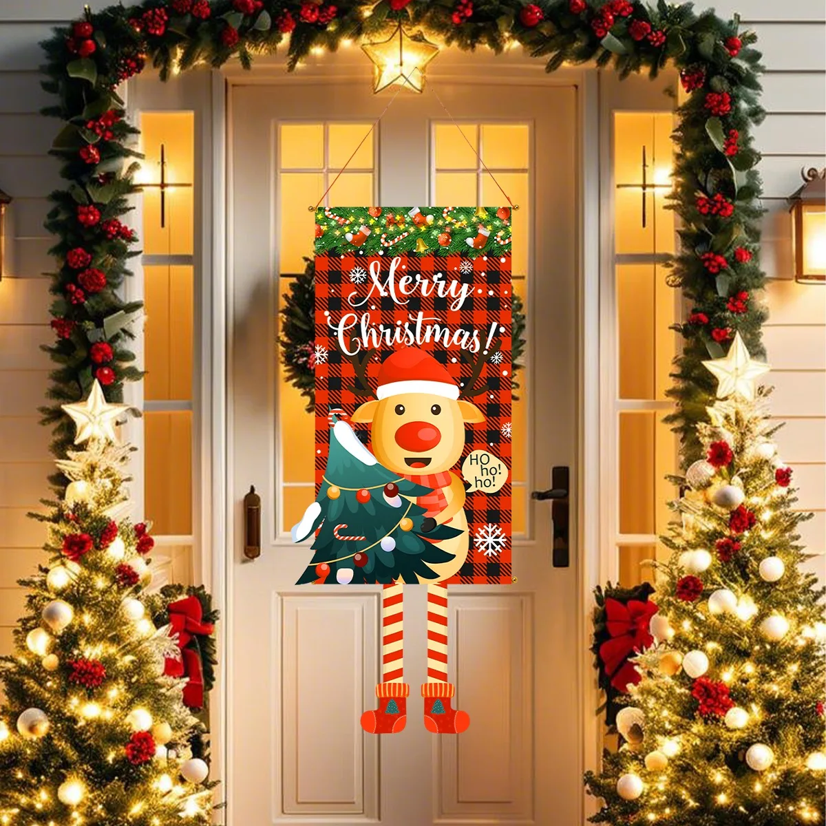 Bandera Navideña Colgante para Puerta de Porche, Decoración Navideña para el Hogar, Feliz Navidad, Navidad, Noel, Año Nuevo 2027, Adornos Festivos de Navidad