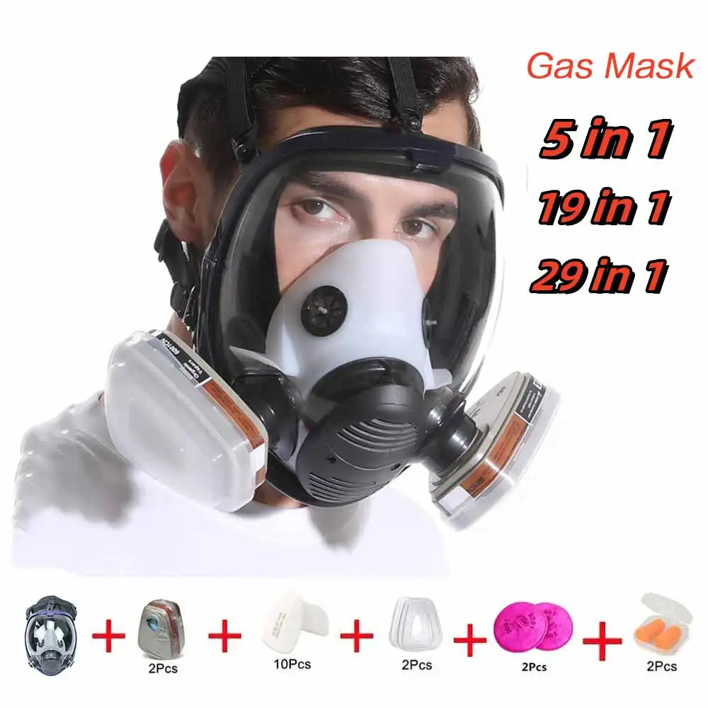 

Респираторная маска на все лицо 5/19/29 в 1, многоразовая защитная маска для работы с асбестом и фильтром для защиты от дыма