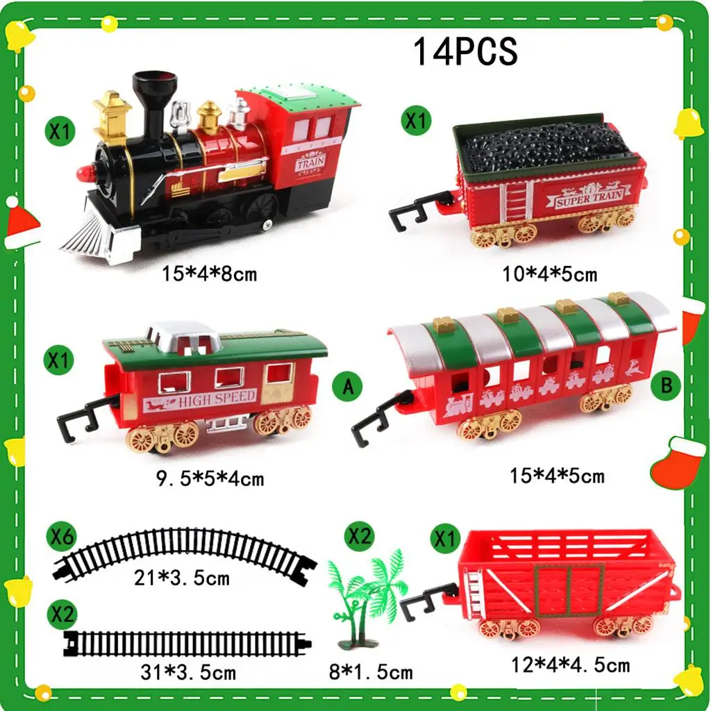 Ensemble de train 14 pièces pour train jouet électrique avec lumières, locomotive avec sons, ensembles de train de Noël sous le