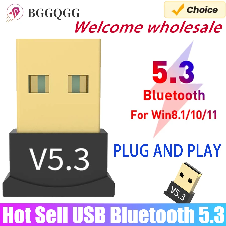 

USB Bluetooth 5.3 Adapter Wireless Bluetooth 5.3 Dongle Adapter for PC Laptop Wireless Speaker Audio Receiver USB Transmitter