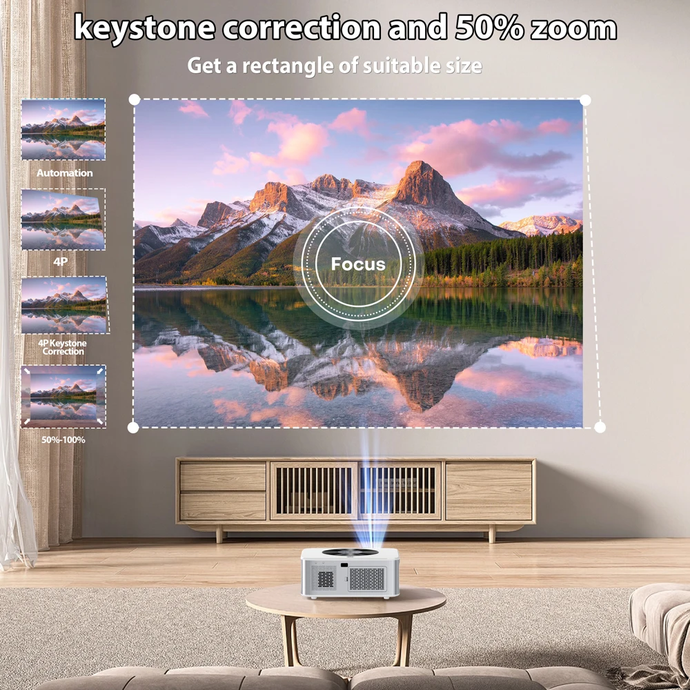 XIWBSY Android 4k-projector 25000 lumen WiFi 6 Autofocus / Keystone-projector 800ANSI Video Home Theater Cinema Bluetooth Beamer