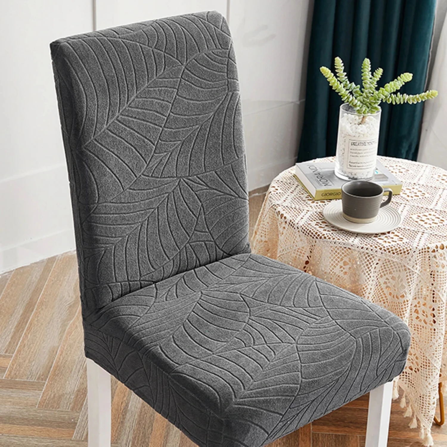 Elegant Jacquard Dining Chair Cover Slipcover Stretchable Elastic Spandex Kitchen Chair Cover for Dining Room Décor Deck chair