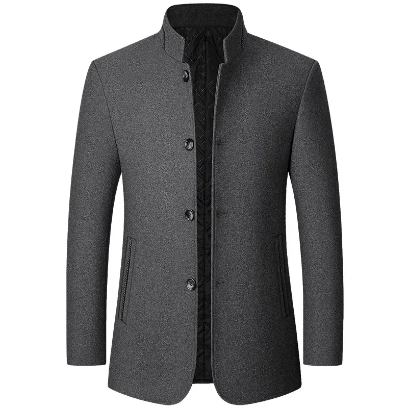 Nieuwe Winter Mannen Kasjmier Blazers Pakken Jassen Wollen Blends Opstaande Kraag Business Casual Suits Jassen Mannelijke Slanke Blazers jassen