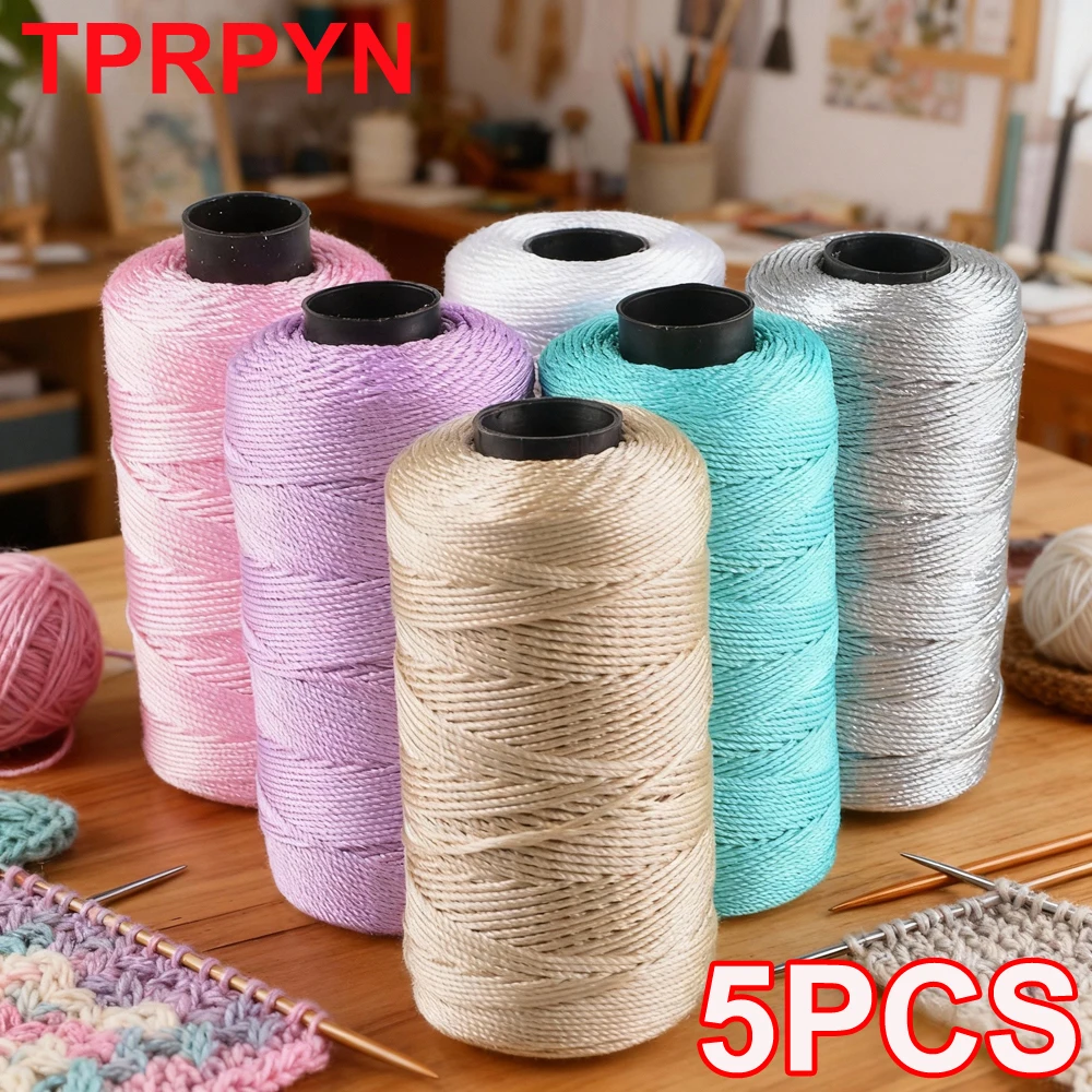 5Pcs Summer Crochet Yarn DIY Craft Thread Ice Silk Art Yarn Cord Polypropylene Yarn for Hat Doll Sewing Bags Crocheting