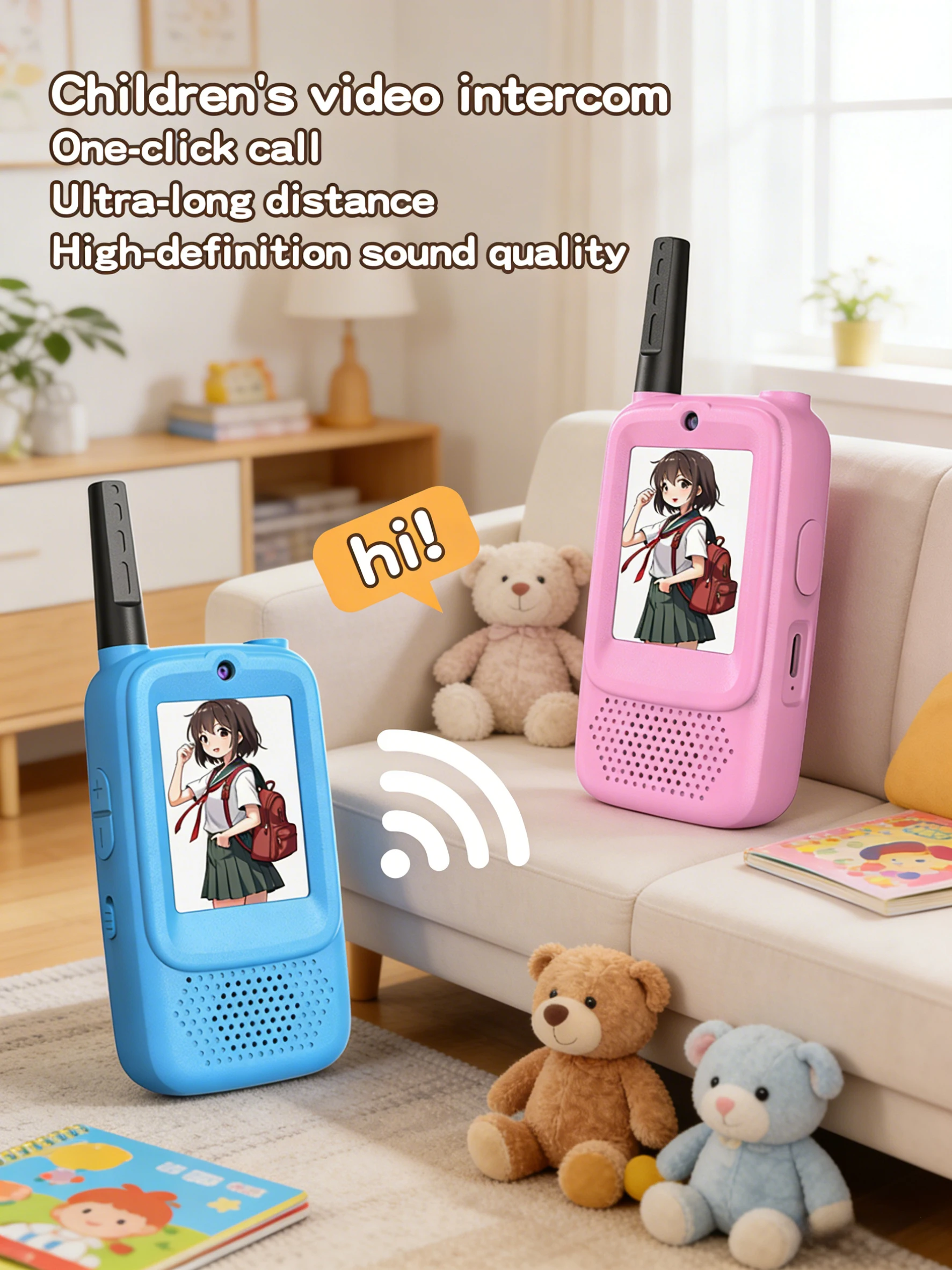 2 SZT. Dziecięce Walkie Talkie z Kamerą dla Dzieci, Ładowalne Zabawki dla Maluchów do Użytku Wewnętrznego, na Kemping, Podróże, Prezent Urodzinowy dla Dzieci w Wieku 3-12 Lat