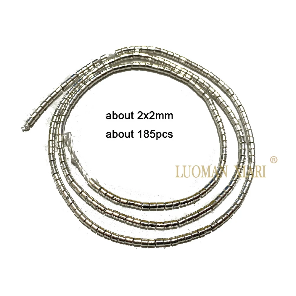 2mm 3mm 4mm Small Size Hematite Silver Plated Stone Loose Spacer Beads for Jewelry Make Diy Bracelet Necklace Accessories 15\'\'