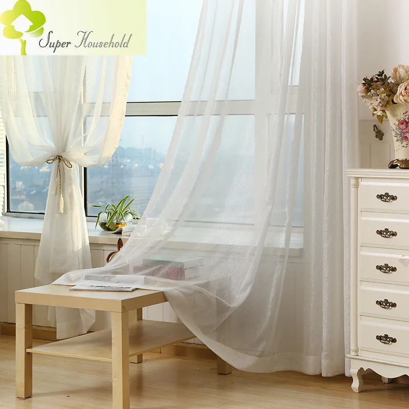 White Shiny Silver Tulle Curtains for Living Room Bedroom Window Screen Fabric Simple Modern Sheer Kitchen Roman Blinds Custom
