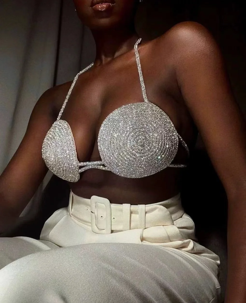 

Fashion Rainbow Color and Various color Rhinestone Body Chain Backless With Metal Chain Bra Sexy Top