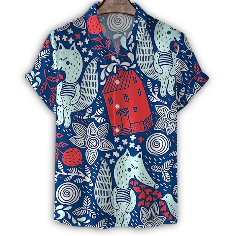 Cool Snake Birds Sparrow Hawaiian Shirt Men Summer Short Sleeves 3d Printed Lapel T Shirts Street Animal Pattern Button Blouse