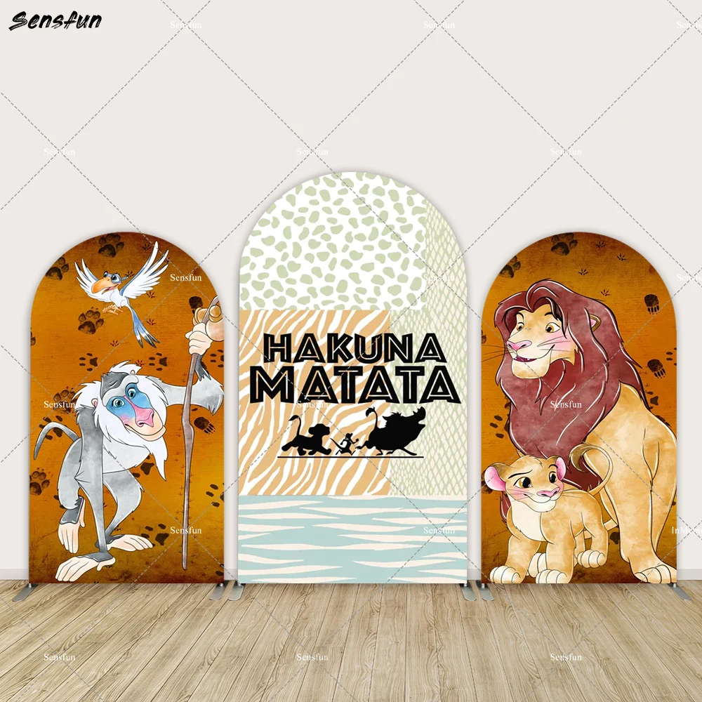 

Cartoon Lion King Party Decoration for Baby Shower Arched Cover Backdrop Wall Simba Chiara Background Banner Doubleside Prints