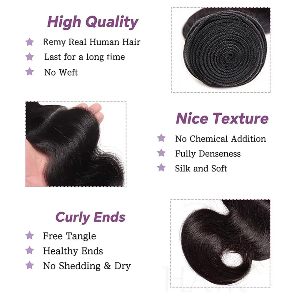 Body Wave Human Hair Bundles Deal 32 40 Inch Real Unprocessed Brazilian Natural Hair Body Wave 3/4 Bundles Hair Weave Extensions