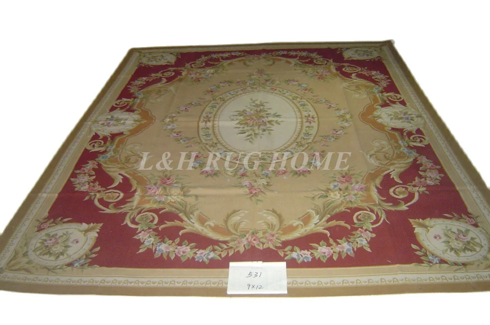 

Free shipping 8'X10' French style aubusson carpets hand knotted rugs Woolen French Aubusson Rugs