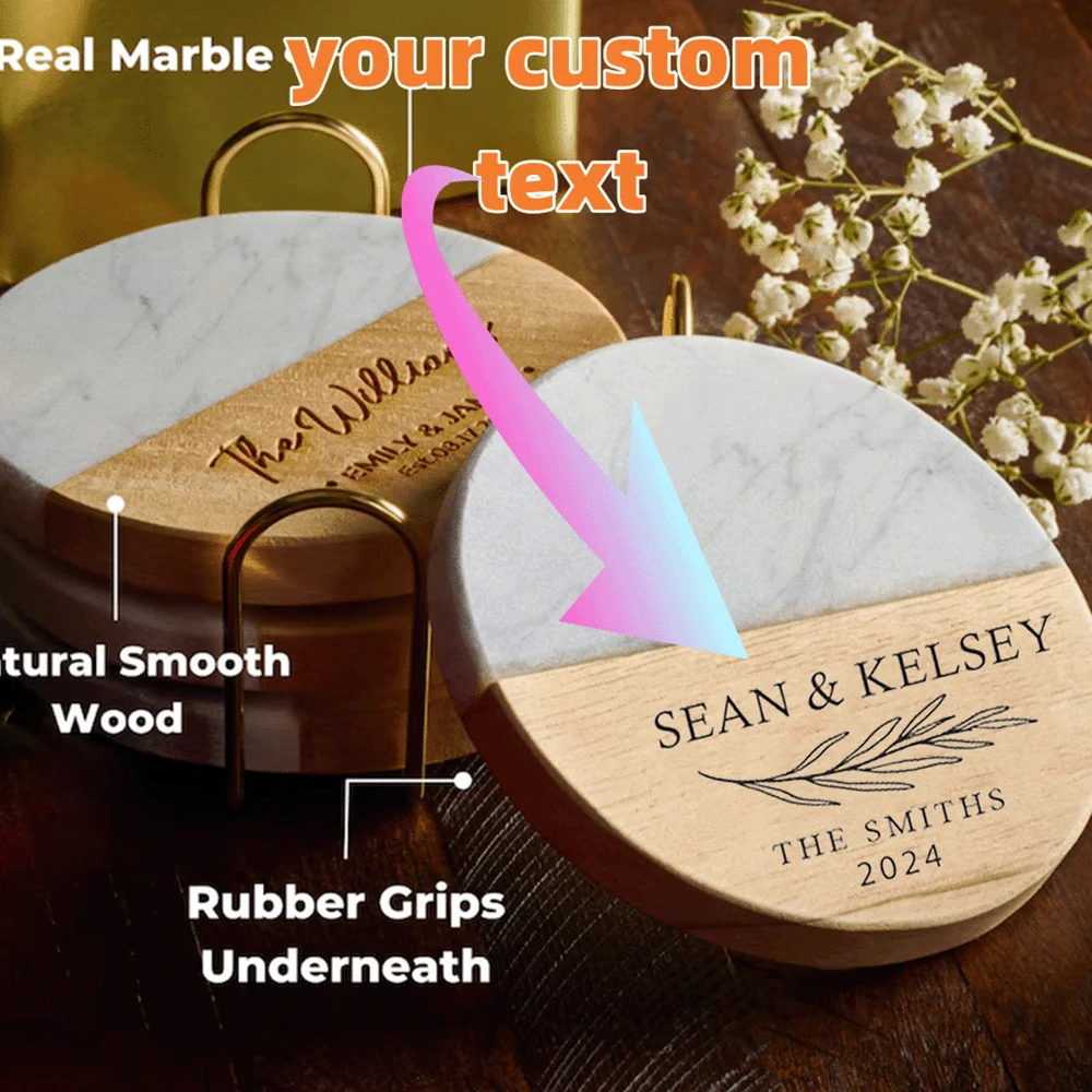 مخصص شخصية النص الإبداعية الرخام الربط قاعدة أكواب خشبية العزل ضوء الفاخرة الأزياء الديكور اكسسوارات المنزل الهدايا #5