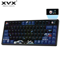 XVX L75 PRO Wireless Low Profile Mechanical Keyboard Black Wave Kanagawa Tri-Mode Connection Gaming Keyboard Gasket-Mount Design