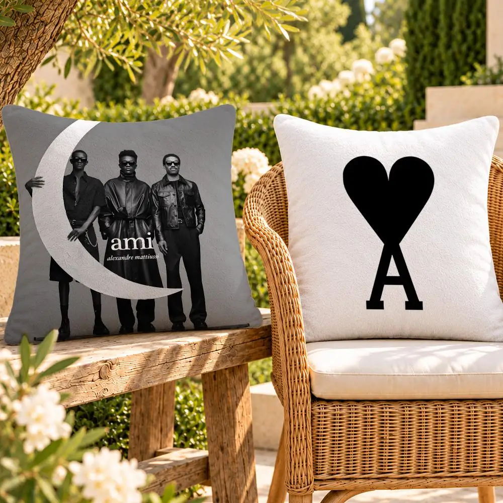 Brand Parisian Fashion AMI Paris Cushion Cover Soft Plush Throw Pillow Cover Washable Sofa Bed Patio Chair Home Decor