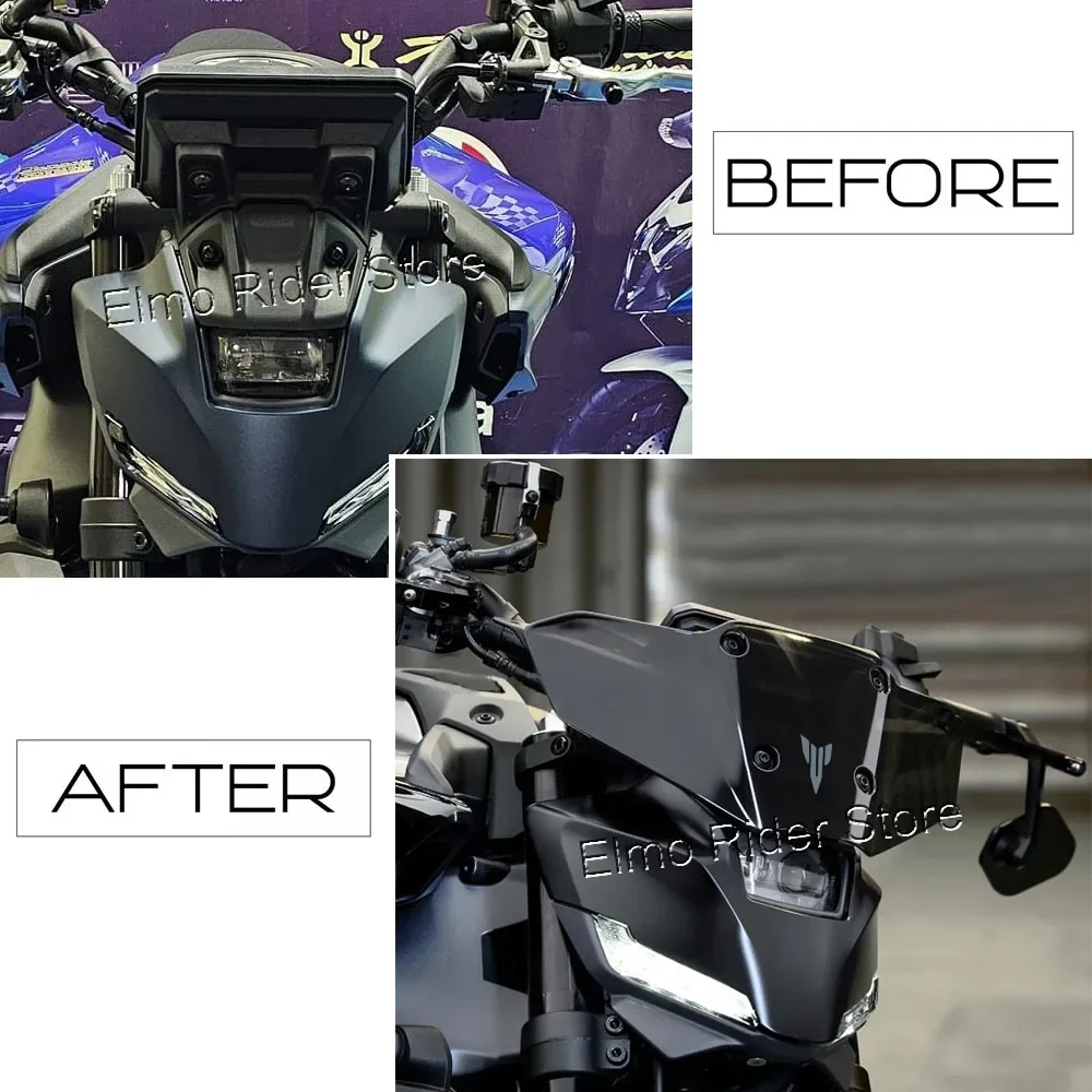 Motorcycle Windshield Wear-Resistant Black Transparent Windshield Kit Suitable for Yamaha MT-09 MT 09 SP MT 09 MT 09 2024