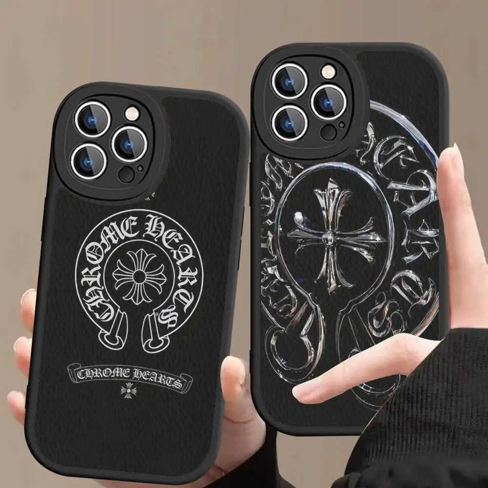 الكلاسيكية الفاخرة C-ChromeS H-القلب جراب هاتف آيفون 11 12 13 14 15 16 برو ماكس زائد أغطية جلد