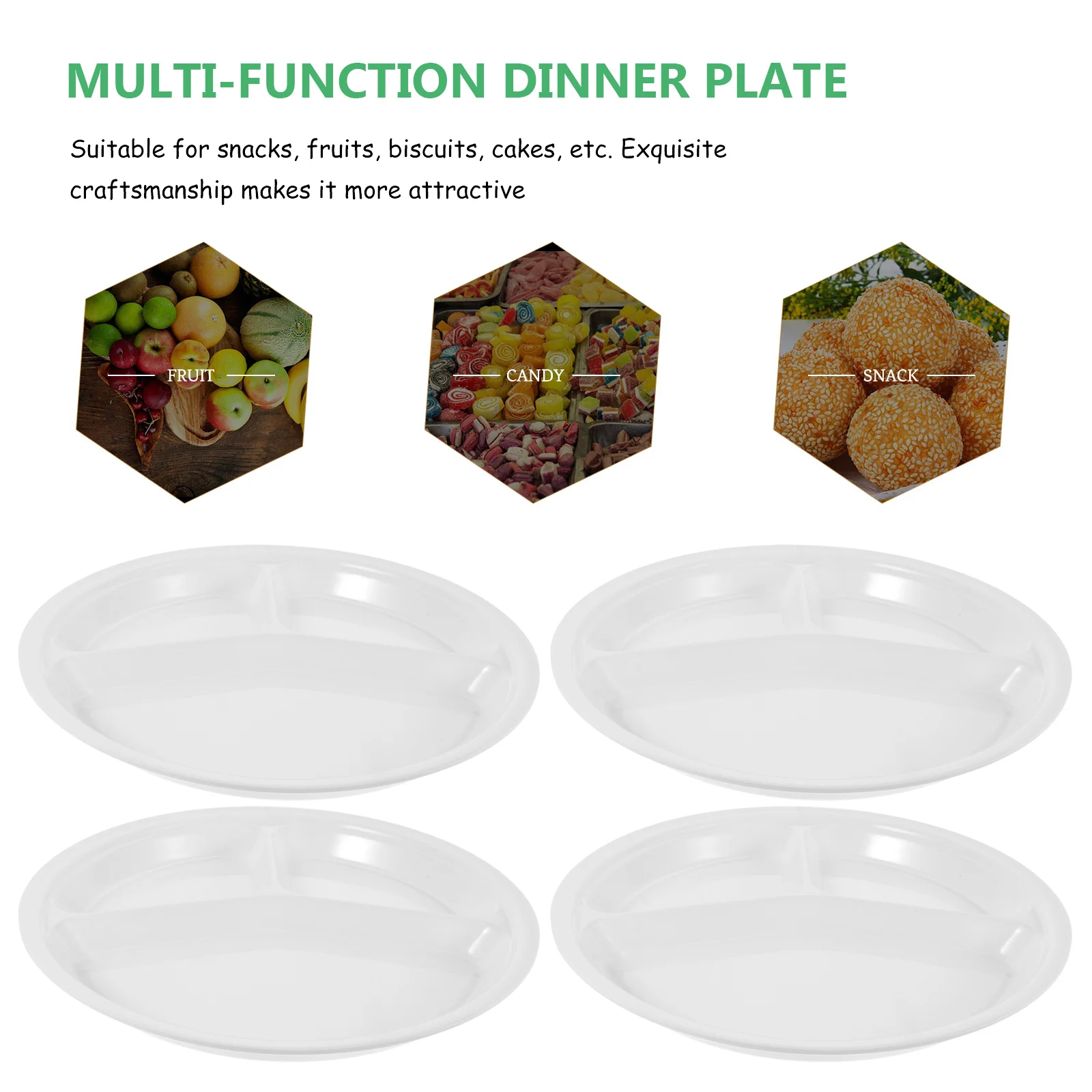 

4pcs Melamine Fruit Tray Food Accessory White Multi-Function Dinner Plate Color Safe Household Fruit Plate Kitchen Bar