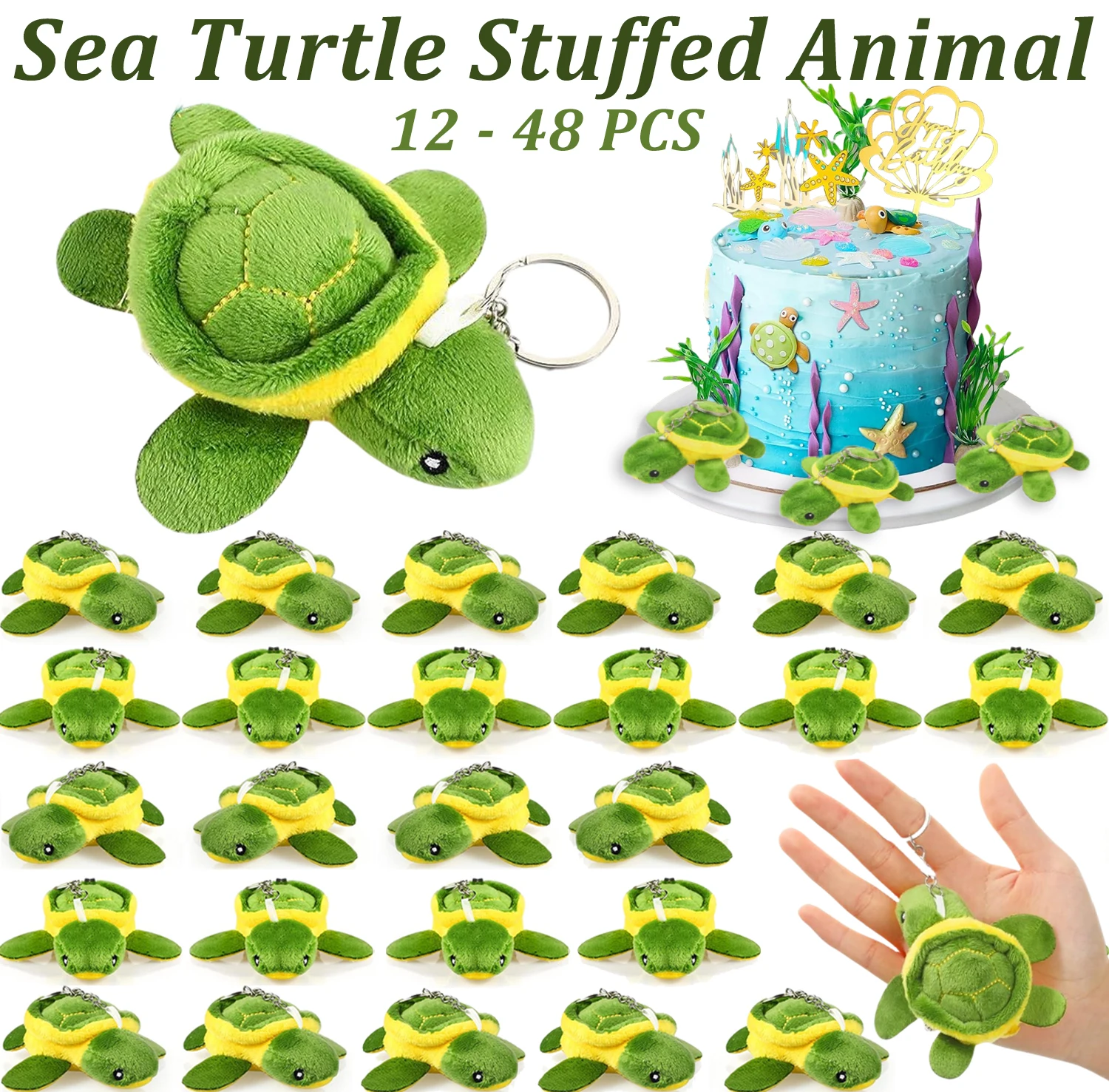 

12-48Pcs Sea Turtle Stuffed Animal Turtle Plush Stuffed Ocean Animals Soft Stuffed Sea Animals Bulk Sea Creatures Toys for Kids