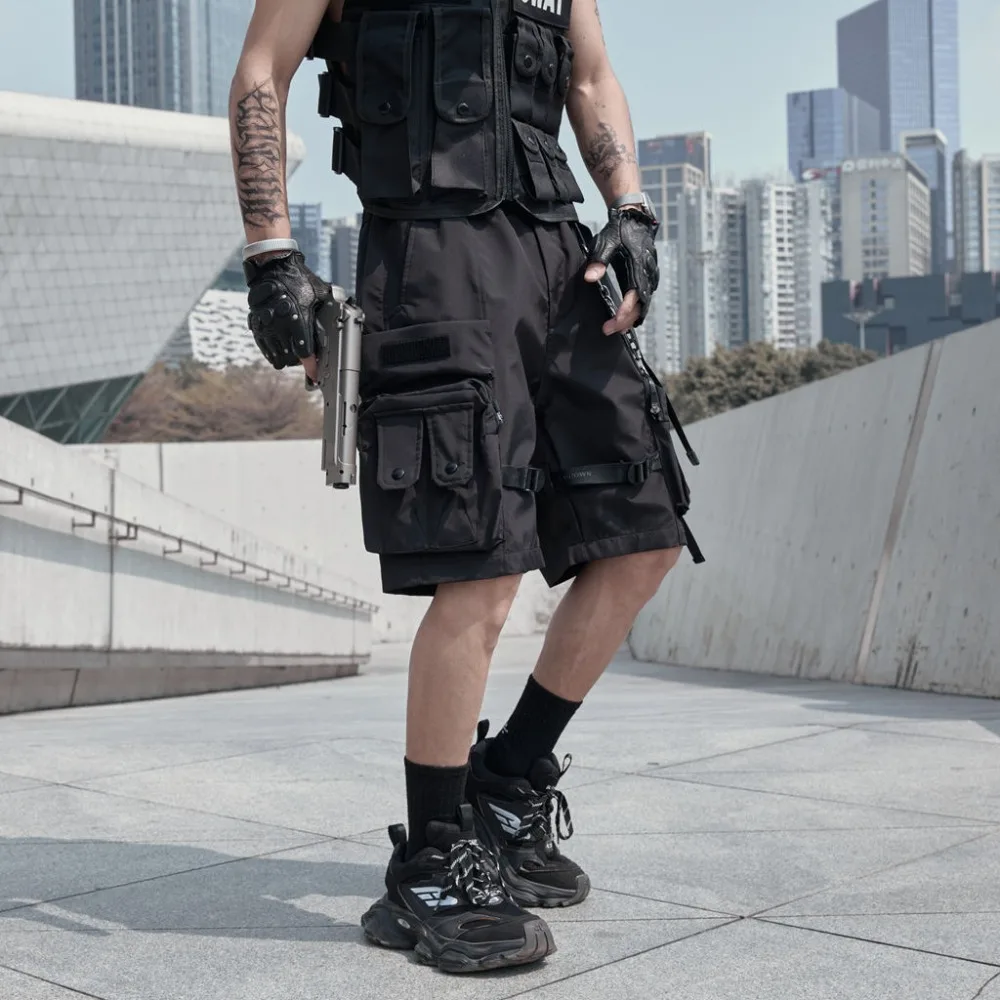 Functional Workwear Shorts Men's Summer Paratrooper Pants Loose Sports Five Quarter Streetwear Mid Pants Men Clothing