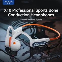 POLVCDG X10 bone conduction Bluetooth earphones with digital display swimming IXP8 waterproof built-in 32G MP3 earphones