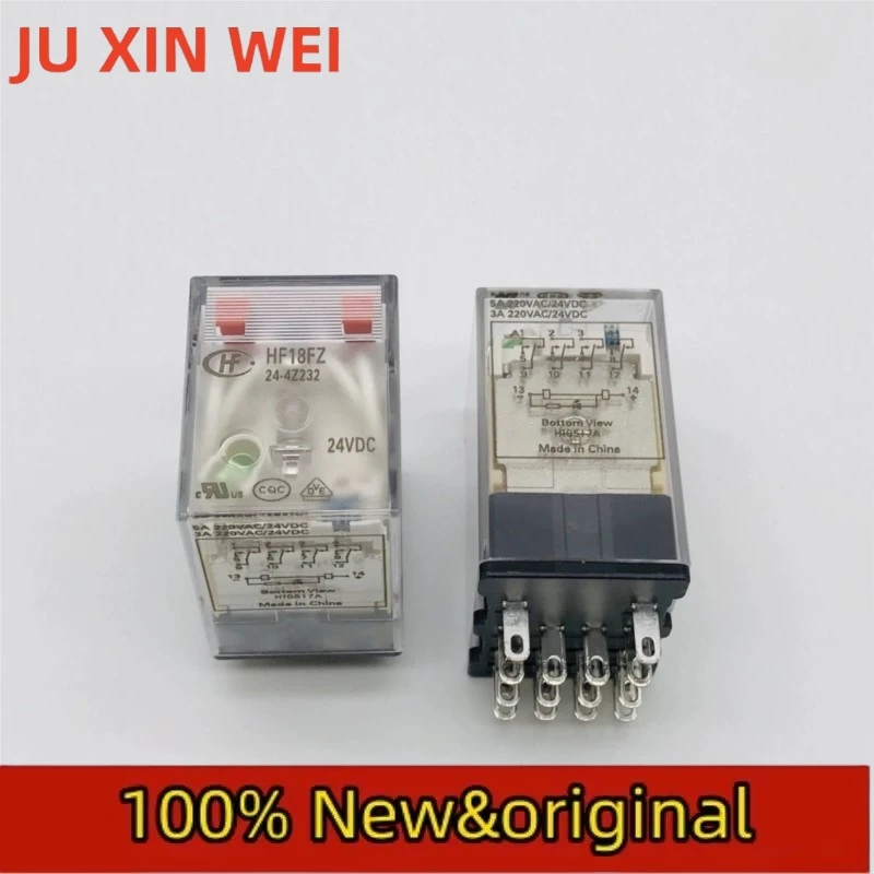 HF18FZ-24-4Z232 024VDC four group conversion 14 pin 5A with LED button less Hongfa relay