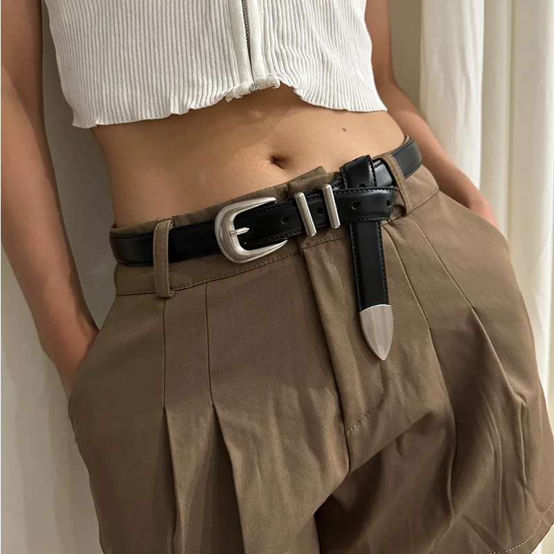 Fashion leather Belt For Women Neutral High-end luxury brands Men's Belt Frosted buckle gothic Punk Y2K Jeans belt Elegant