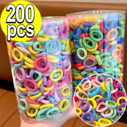 100/200Pcs Colorful Girls Nylon Elastic Hair Bands Women Ponytail Hold Hair Tie Rubber Band Scrunchie Hair Accessories Wholesale