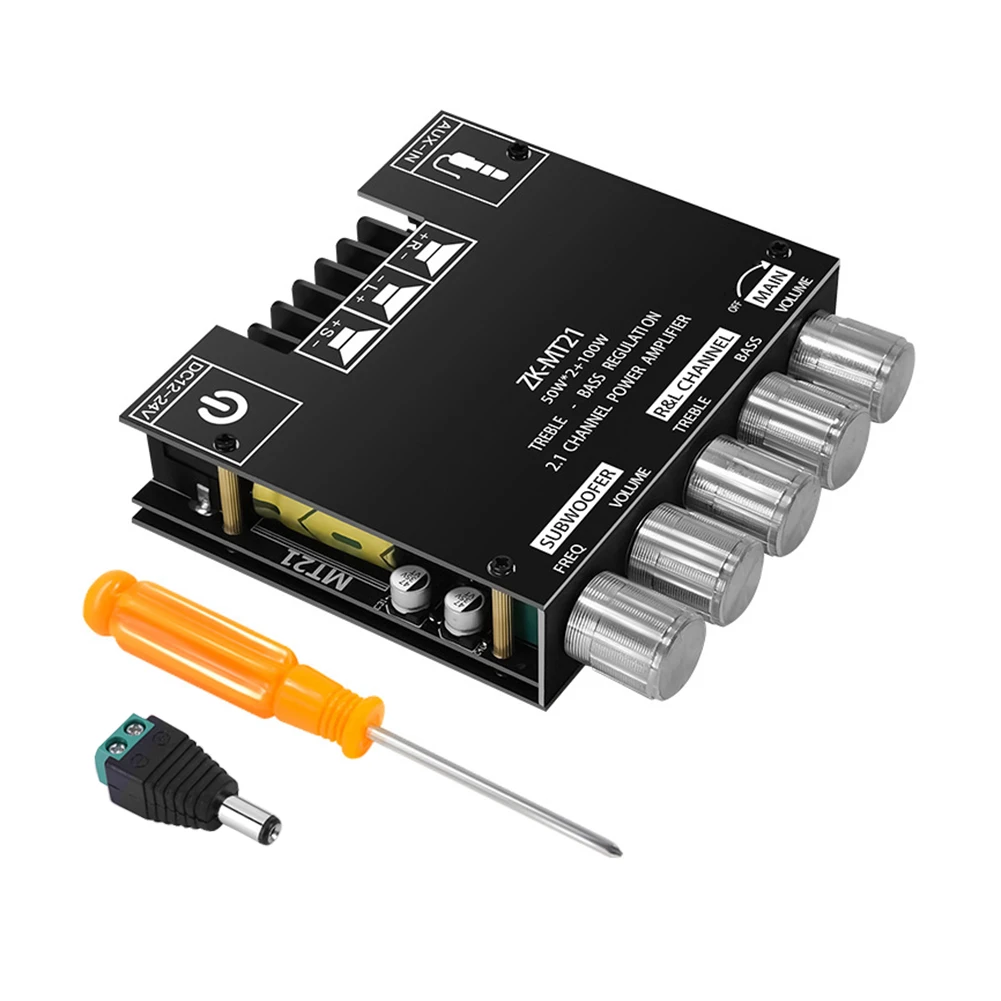 Papan AMP Kompatibel dengan Bluetooth 2.1 Saluran dengan Kontrol Treble dan Bass 50Wx2 + 100W Papan Amplifier BT 3.5Mm AUX untuk Speaker DIY
