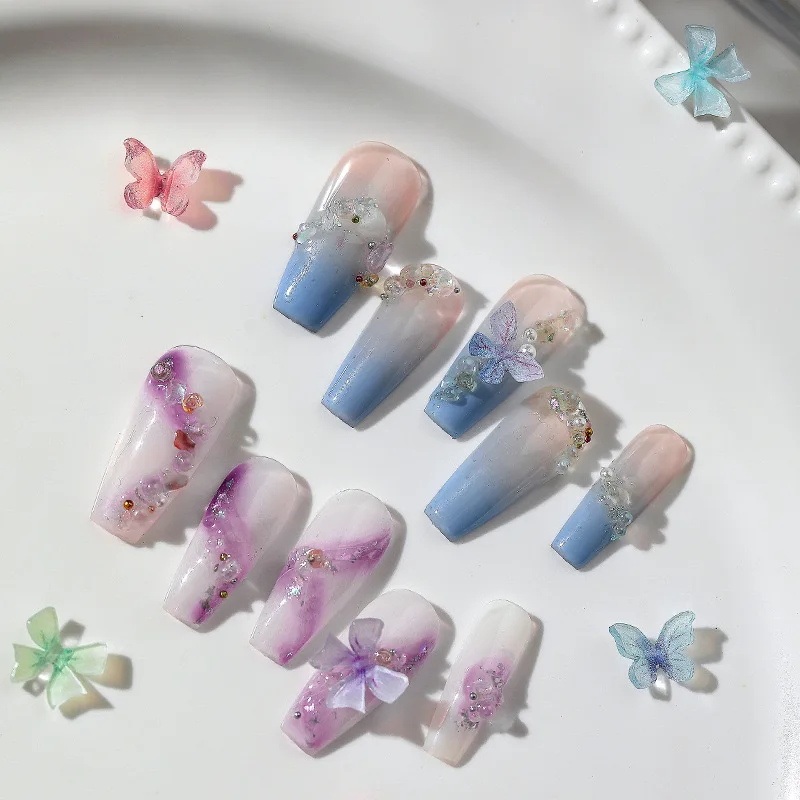 New 3D Resin Colorful Beautiful Butterfly B Series Nail Art Rhinestones DIY Manicure Ornament Accessories 20/50Pcs