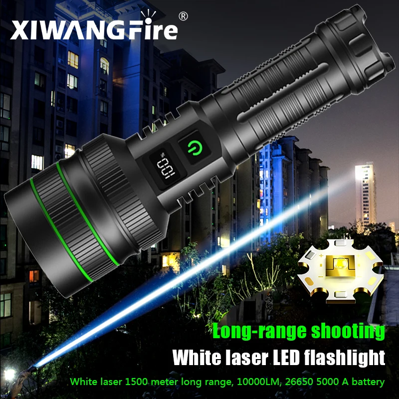 XIWANGFIRE LS1 Super Powerful LED Flashlight 1500M Long Range, 26650 5000 MA Battery USB Rechargeable Tactical Portable Lantern