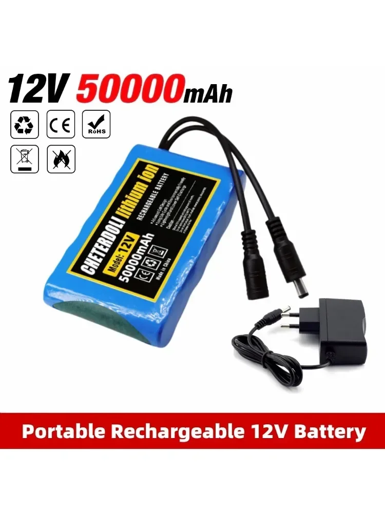 100% Nieuwe 3S2P Bescherming Plate12V 50Ah Batterij 12V 5000mAh 18650 Lithium ion DC 12.6V Super Oplaadbare batterij + Oplader - afbeelding 2