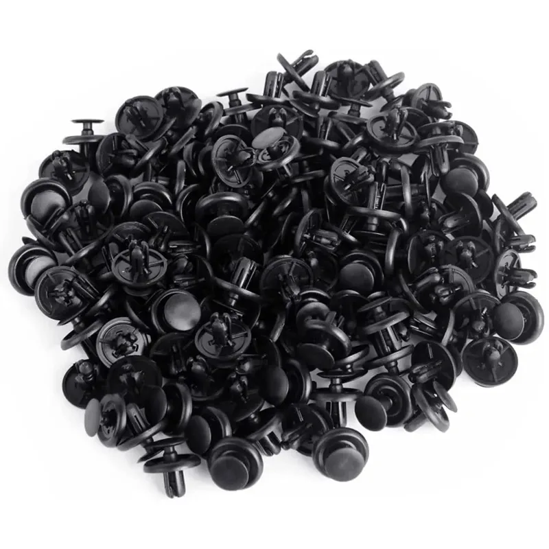 50Pcs/100pcs Diameter 7mm Black Plastic Auto Fasteners Rivets Clips  Vehicle Car Bumper Door Panel Fender Liner Clips Retainer