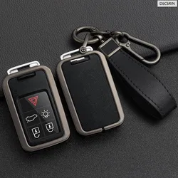 Zinc Alloy + TPU Leather Car Key Case Cover For Volvo XC60 V60 S60 S80 XC70 V40 5 6 Buttons Remote Key Protection Holder Shell