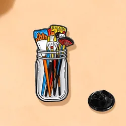 Cute Colored Oil Painting Brush Brooch Clothing Backpack Butterfly Buckle Badge